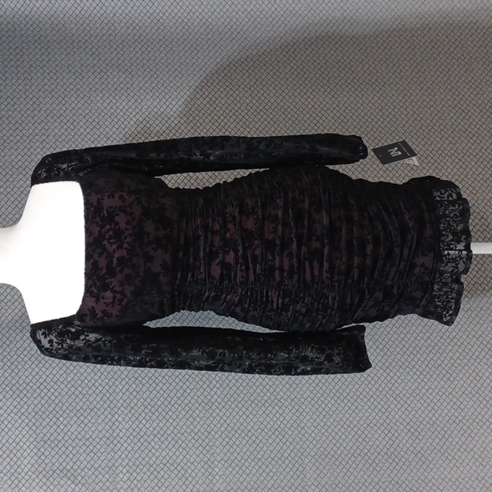 I.N. San Francisco Black Lace Ruched Bodycon Dress NWT size Medium